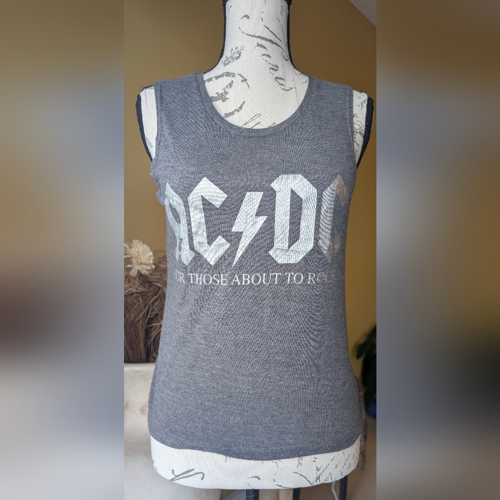 Grey AC/DC Graphic Tank Top Size XS
